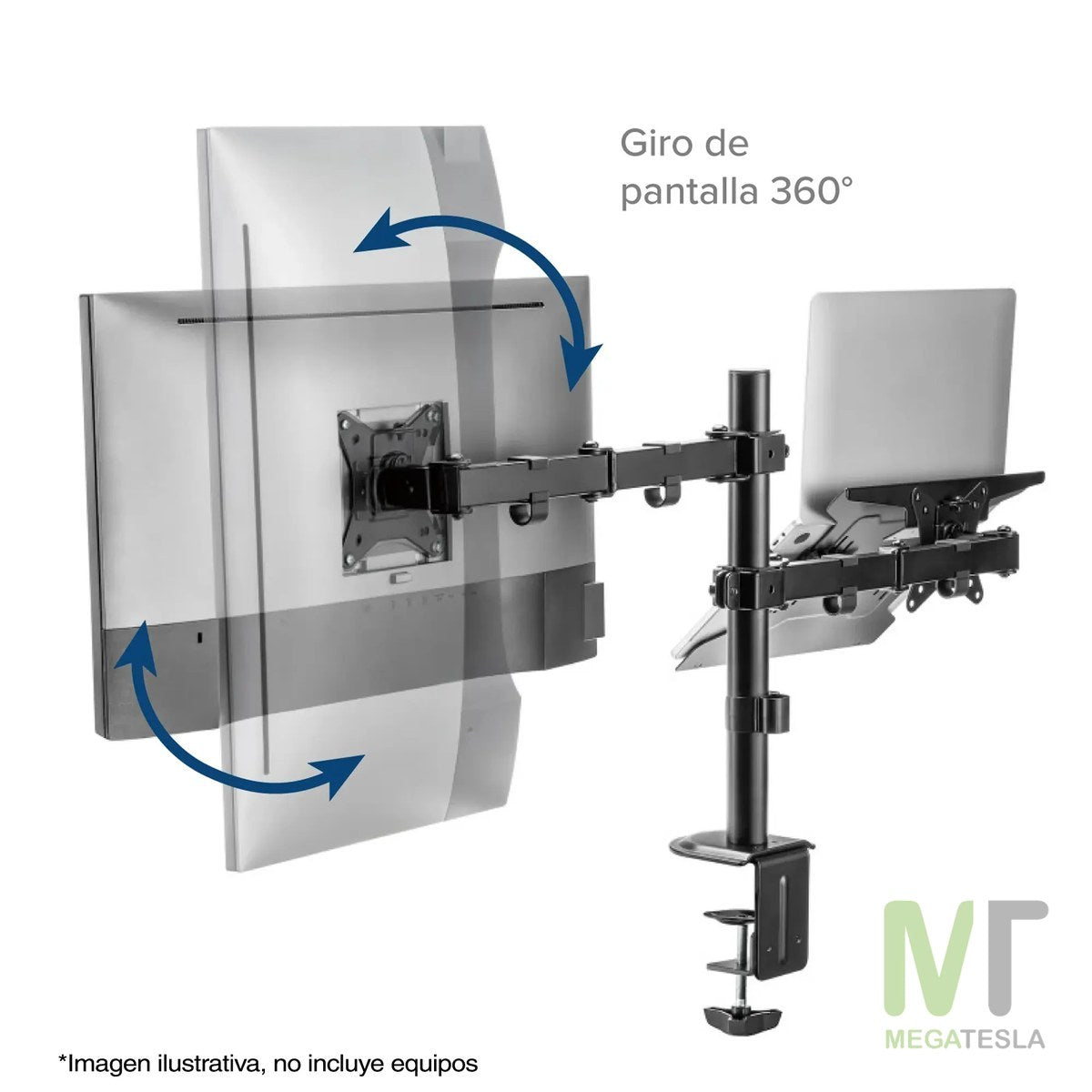 Soporte Brazo Doble para Monitor y Portátil en Acero – 13" a 27"