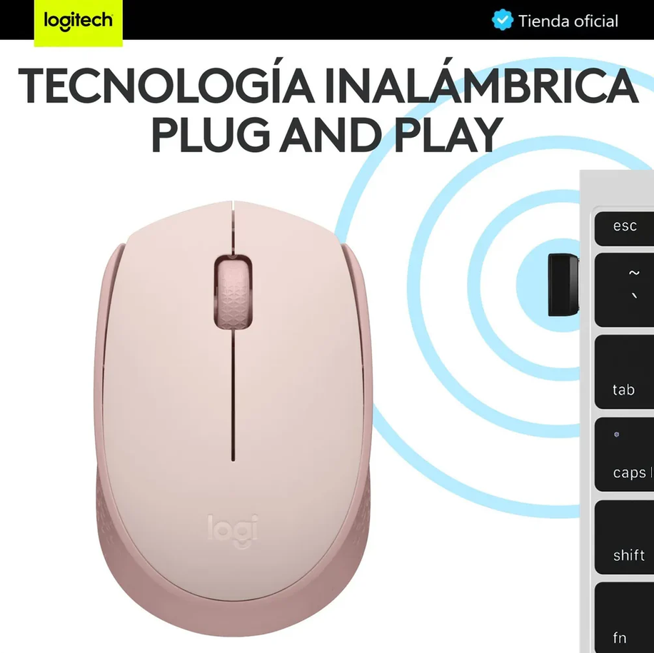 Mouse Inalámbrico Logitech M170 – Ambidiestro – 2.4 GHz – Rosa