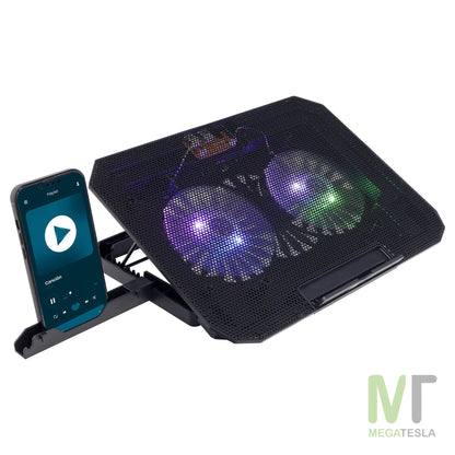 Base Refrigerante JAL-N33 para Portátil – 2 Ventiladores, LED RGB