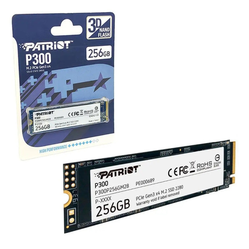 Patriot P300 256GB SSD interno - NVMe PCIe Gen 3x4 - M.2 2280 - Unidad de estado sólido