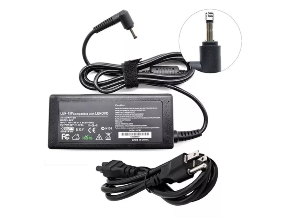 Cargador Lenovo 65W 20V 3.25A Punta 4.0x1.7mm – Adaptador Portátil IdeaPad Yoga Compatible