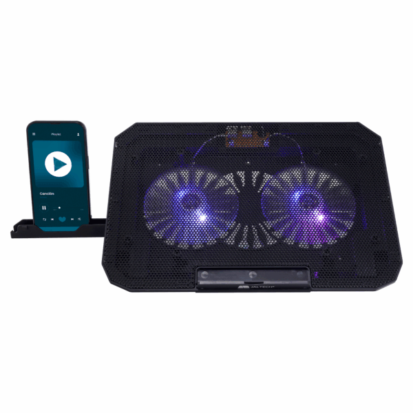 Base Refrigerante para Laptop JAL-N33 – 2 Ventiladores 14cm – LED RGB – 12" a 15.6"