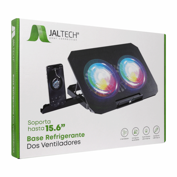 Base Refrigerante para Laptop JAL-N33 – 2 Ventiladores 14cm – LED RGB – 12" a 15.6"