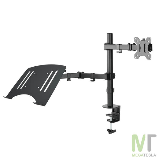 Soporte Brazo Doble para Monitor y Portátil en Acero – 13" a 27"
