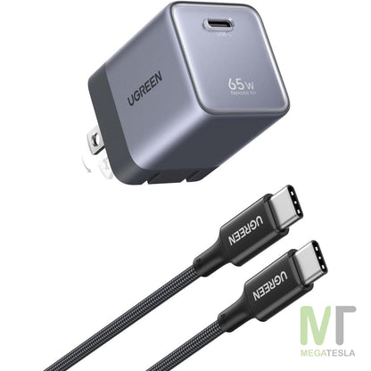 Cargador UGREEN Nexode Air 65W USB-C GaN con Cable de 1 m – Gris