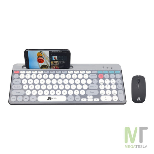 Combo Teclado y Mouse Jaltech JAL-806 Recargable – Bluetooth + 2.4 GHz, con Soporte para Celular