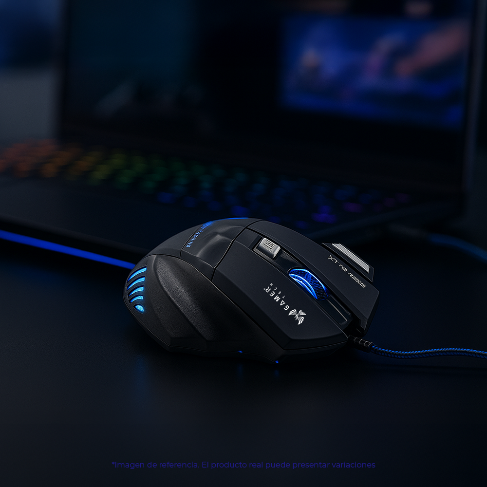 Mouse Gamer USB TECH GT10 RGB 7 Botones 3200 DPI – Iluminación LED Multicolor